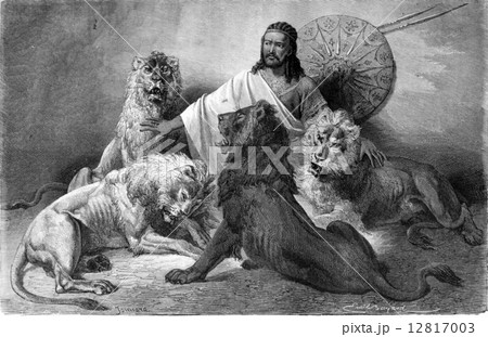 The Negus Theodore II held a hearing, vintage engraving. 12817003