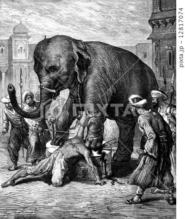 The punishment of a traitor. The elephant crushes his head with 12817074