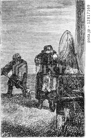 Scavengers in Riga, vintage engraving. 12817169