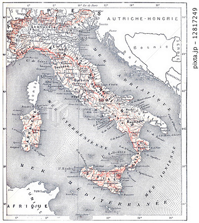 Map of modern Italy, vintage engraving. Map of modern Italy, vintage engraving. 12817249