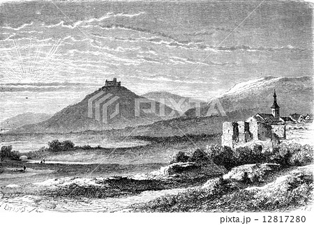 The castle of Landsberg and Werra, vintage engraving. 12817280