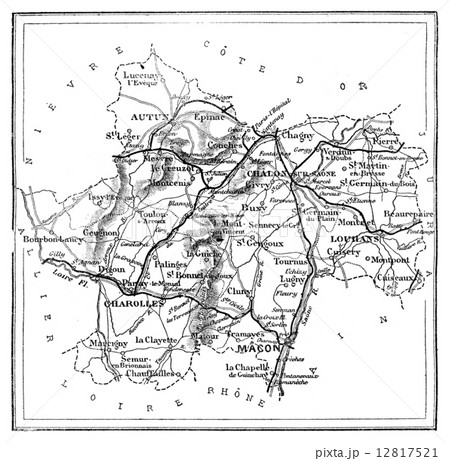 Map Of The Department Of Sa Ne Et Loire のイラスト素材