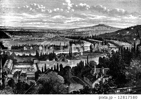 Louveciennes. The panorama of the flag of Barry. left view, vint Louveciennes. The panorama of the flag of Barry. left view, vint 12817580