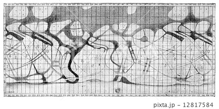 Historical Map of Planet Mars, vintage engraving 12817584
