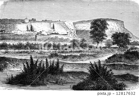 Height of Inkerman, vintage engraving. 12817632