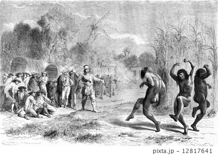 Peaceful interview with Siriniris, vintage engraving 12817641