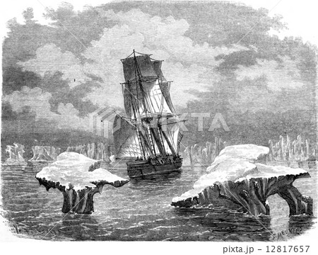 The corvette research in ice, vintage engraving. 12817657