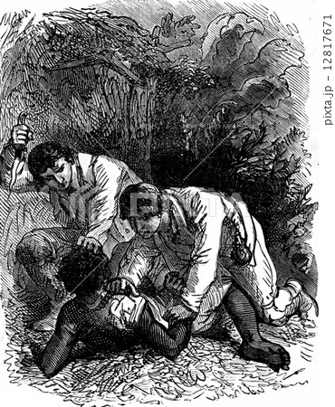 Dramas of India. The dagger in his hand and arm up, vintage engr 12817671