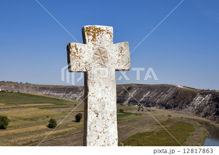 Ancient stone cross. Orhei Vechi, Moldova. Ancient stone cross. Orhei Vechi, Moldova. 12817863