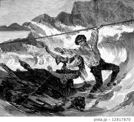 The woman was buried next to me, vintage engraving. The woman was buried next to me, vintage engraving. 12817870