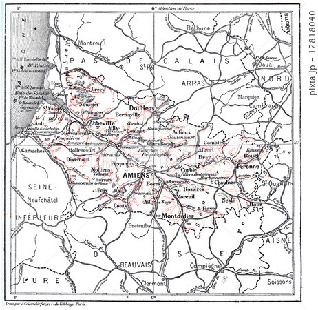 Map of Department of Somme vintage engraving 12818040