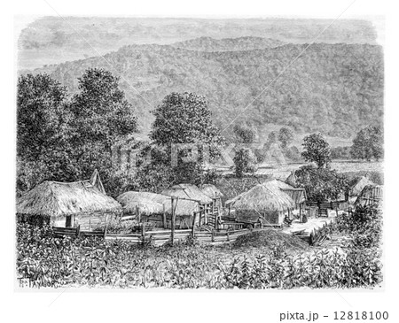 Village of Mingrelia, vintage engraving 12818100