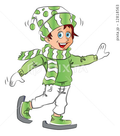 Vector of happy teen boy wearing skate shoes and santa hat. 12818563