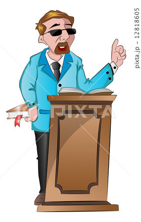 Man Speaking Behind A Podium Illustrationのイラスト素材