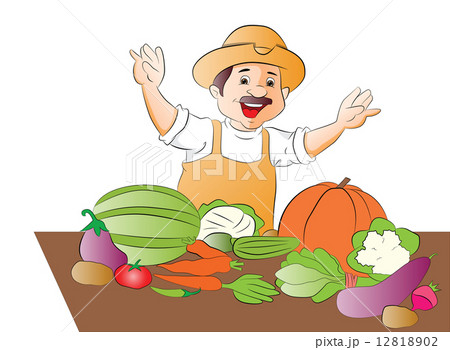 Vector of happy vegetable seller. 12818902