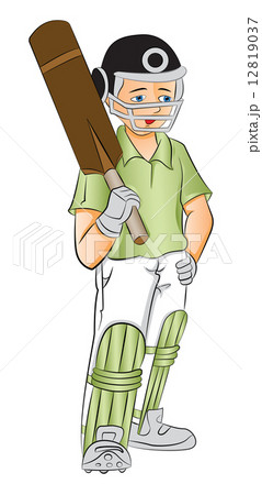 Vector of young cricket batsman with a bat. 12819037