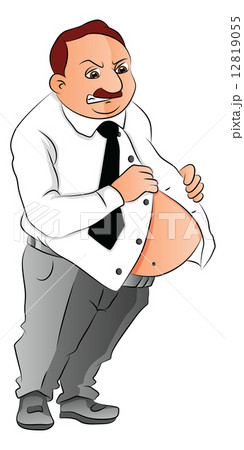 Vector of unhappy man with fat belly. 12819055