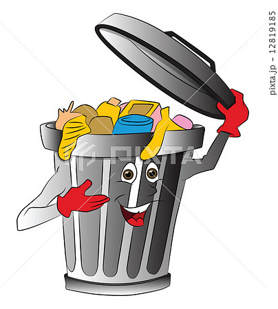 Vector of overloaded dustbin holding lid. Vector of overloaded dustbin holding lid. 12819185