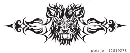 Tattoo design of lion face, vintage engraving. 12819278
