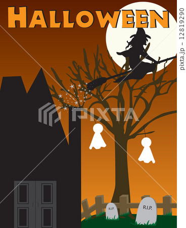 Halloween witch, haunted house scene 12819290