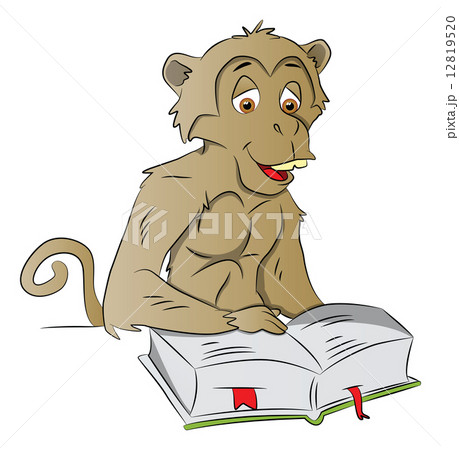 Vector of wise monkey reading a book. Vector of wise monkey reading a book. 12819520