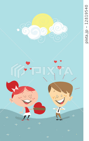 Valentine's heart gift, girl giving a gift to a boy 12819540