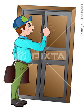 Salesman Knocking on a Door, illustration Salesman Knocking on a Door, illustration 12819883