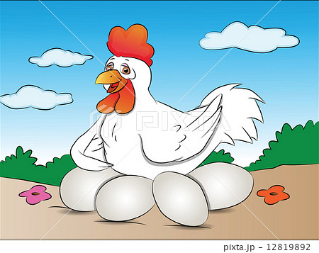 Vector of hen with eggs. 12819892