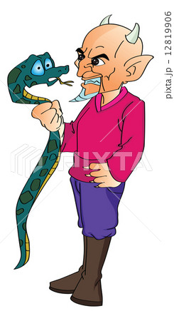 Devil Grabbing a Snake, illustration 12819906
