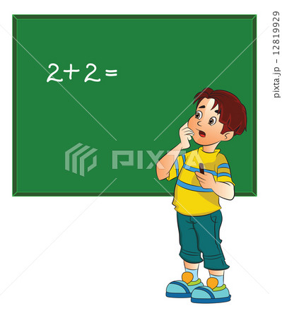 Boy Solving a Math Problem, illustration 12819929