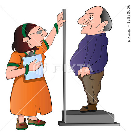 Lady Measuring a Man's Height, illustration 12820606