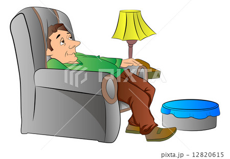 Man Slouching on a Lazy Chair or couch, illustration 12820615