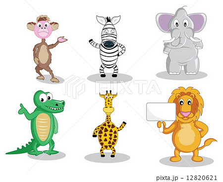 Six cartoon animals isolated on white 12820621