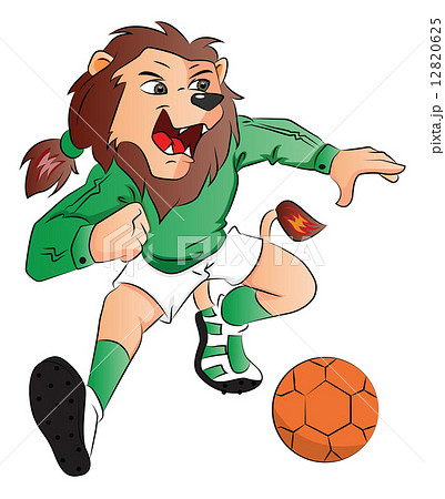 Vector of lion mascot playing soccer. 12820625