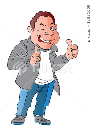 Vector of a happy man giving thumbs up gesture. 12821009