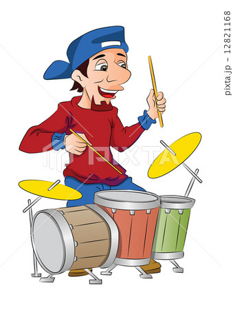 Man Playing Drums, illustration 12821168