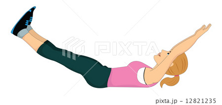 Exercising, woman doing stretching, illustration 12821235