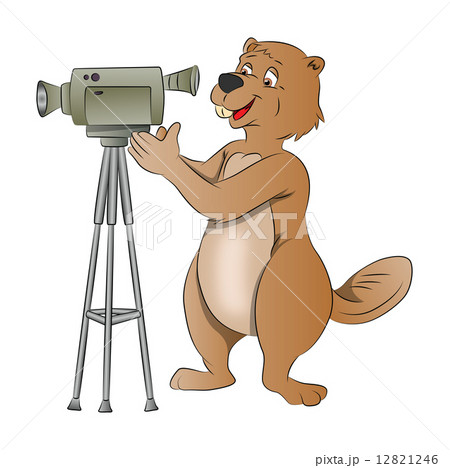 Beaver Using a Video Camera, illustration 12821246