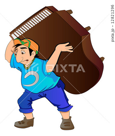 Man Lifting a Piano, illustration Man Lifting a Piano, illustration 12821296