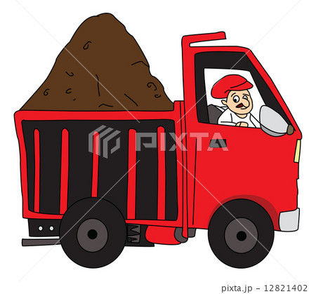 Vector of man driving truck loaded with mud. Vector of man driving truck loaded with mud. 12821402