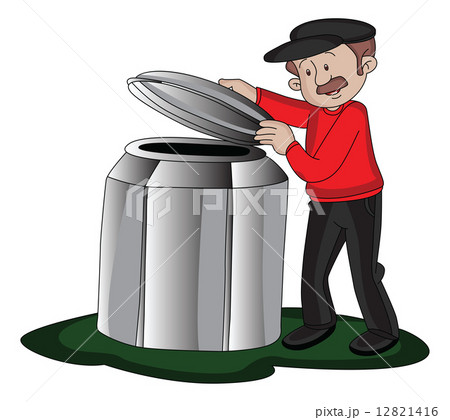 Vector of man opening barrel's lid. Vector of man opening barrel's lid. 12821416