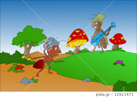 Ant and Grasshopper, illustration Ant and Grasshopper, illustration 12821471