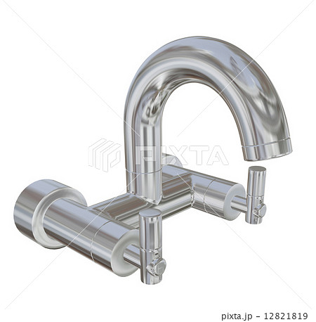 Modern faucet with chrome finishing, 3d illustration 12821819