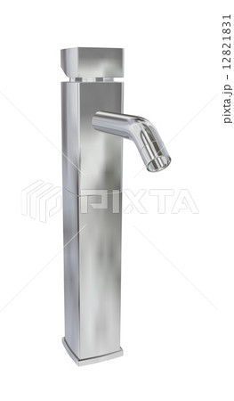 Modern faucet with chrome or stainless steel finishing, 3d illus 12821831