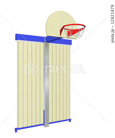 Red, blue and beige wall-mounted basketball goal with protective 12821879
