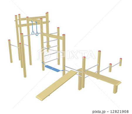 Sit-up and pull-up bars, 3D illustration Sit-up and pull-up bars, 3D illustration 12821908