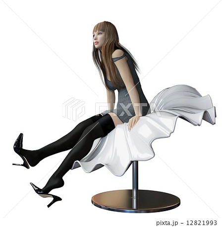 Sexy woman sitting in a futuristic bench 12821993
