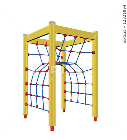 Yellow, blue and red four-pole kid rope climber, 3D illustration Yellow, blue and red four-pole kid rope climber, 3D illustration 12821994