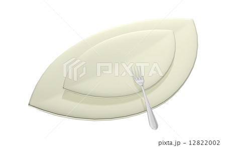 Leaf shaped serving dishes with fork, 3D illustration 12822002