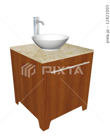 Modern bathroom sink set with ceramic wash bowl, chrome fixtures 12822005